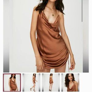 Bronze ruched slip dress